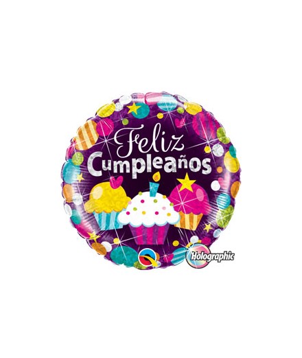 Globo foil Feliz Cumpleaños Cupcakes